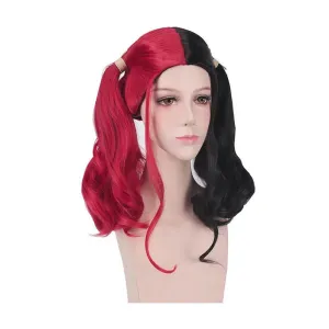 Suicide Squad Harley Quinn Long Red and Black Cosplay Wigs