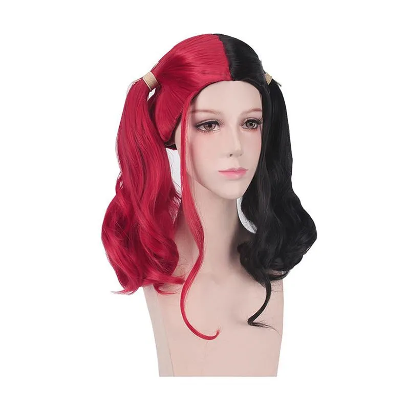 Suicide Squad Harley Quinn Long Red and Black Cosplay Wigs