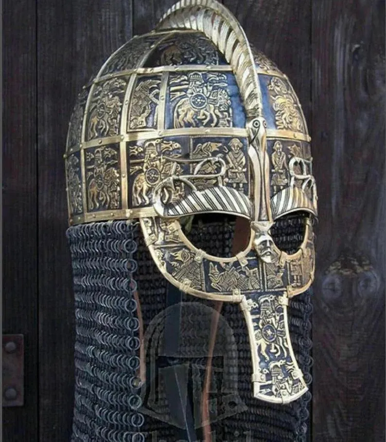 Superior Made 18 Guage Great King Viking Helmet ~ Medieval Brass & Steel ~ Late Roman ~ Gallic Helmet Medieval ~ Roman Helmet ~ Gift