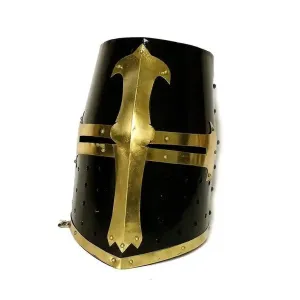 Templar Knight Crusader Black Medieval Armor Helmet