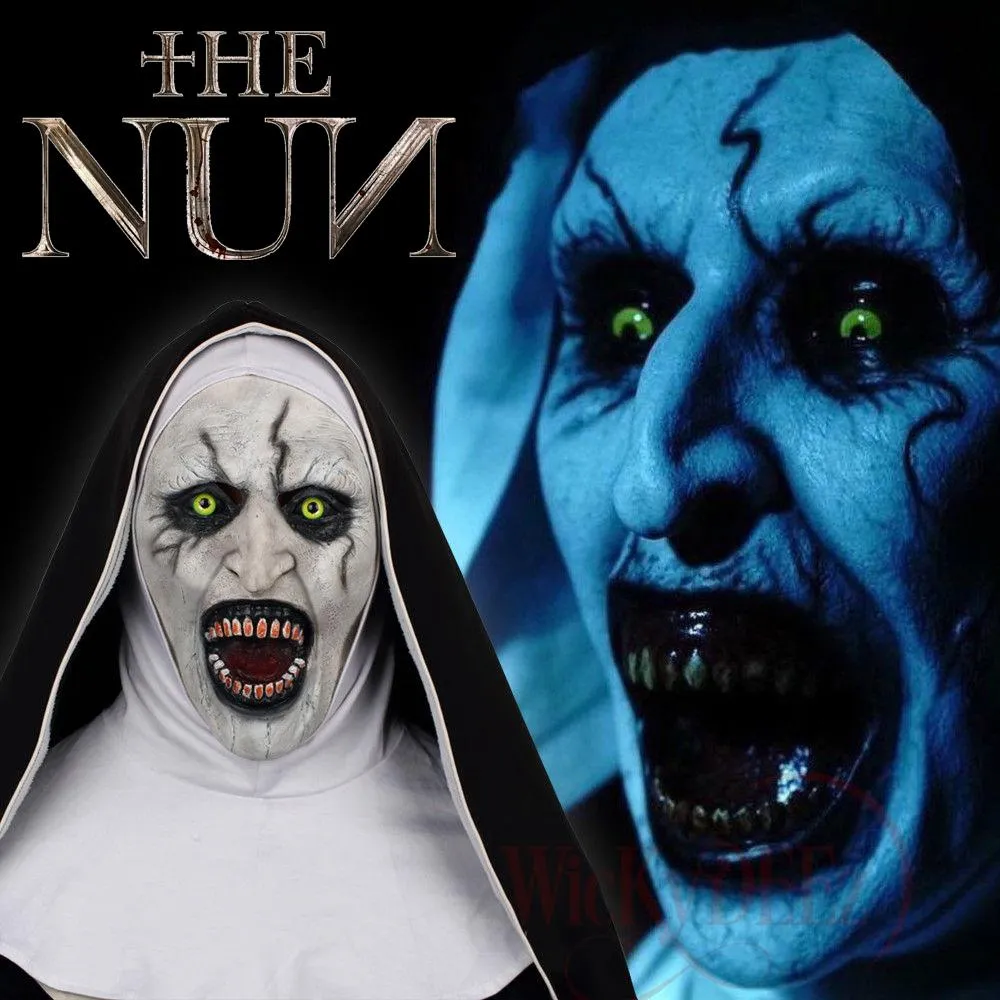 The Nun Full Head Horror Movie Mask Cosplay The Conjuring Valak Horror Prop Face Costume Mask (Alternate Version)