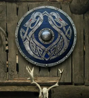 Valhalla Sea Dragon Jrmungandr Authentic Battleworn Viking Shield, 24"