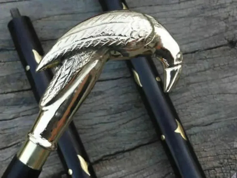 Victorian RAVEN Handcrafted Walking Stick Cane