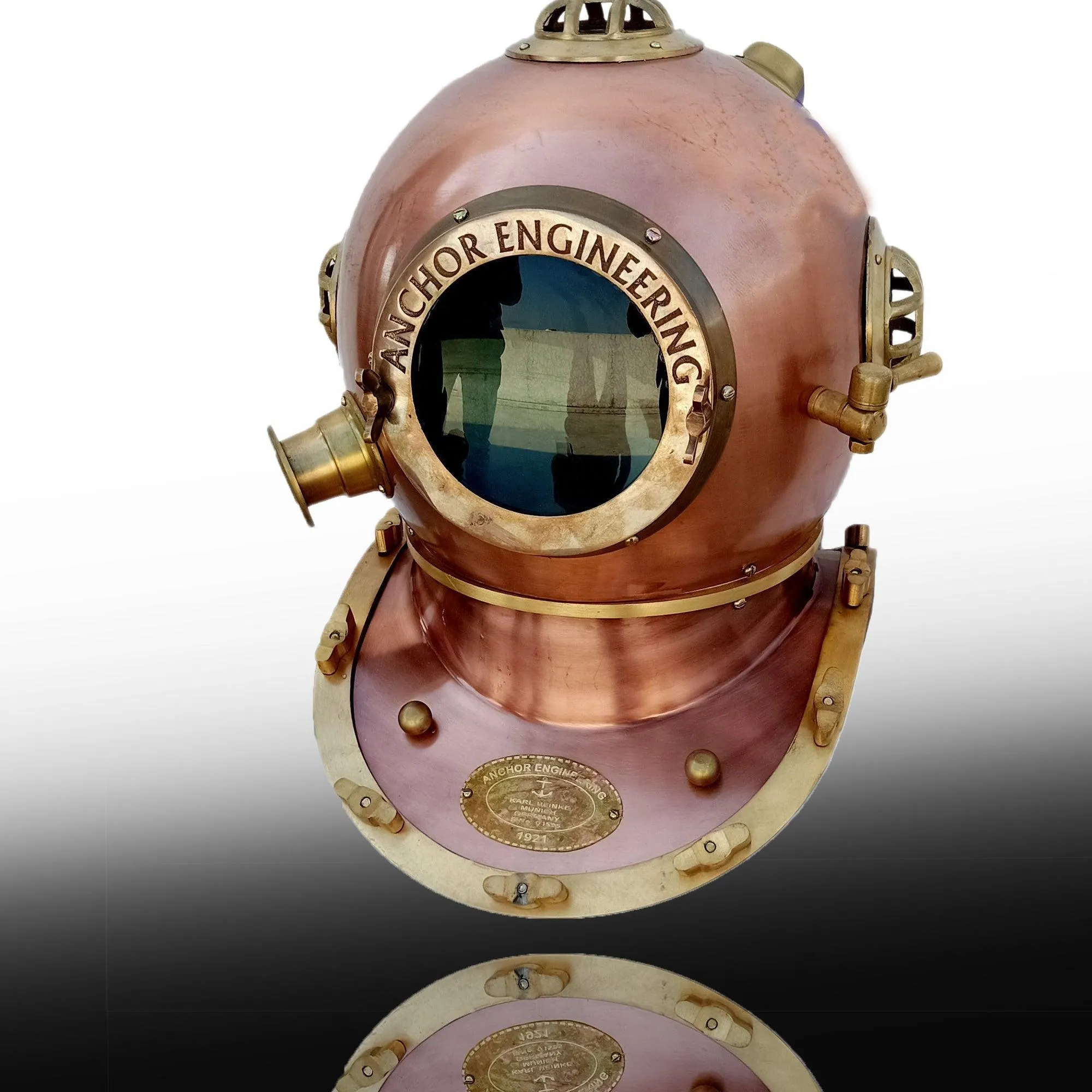 Vintage Anchor Engineering 1921 Copper US Navy Mark V Diving Helmet